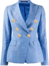 Tagliatore Fitted Double Breasted Blazer In Blue