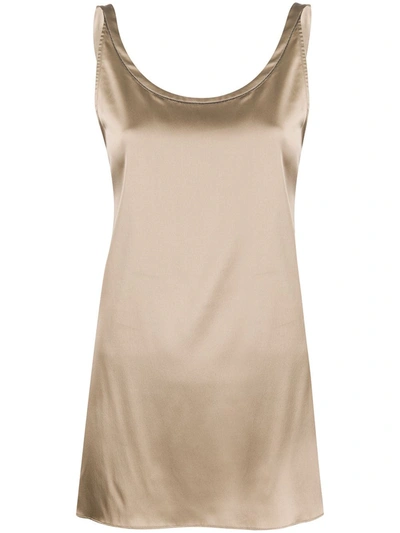 Brunello Cucinelli Asymmetric Metallic Top In Neutrals