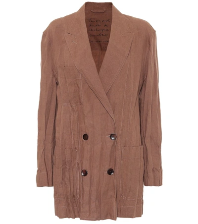 Acne Studios Double-breasted Linen Jacket Mink Brown