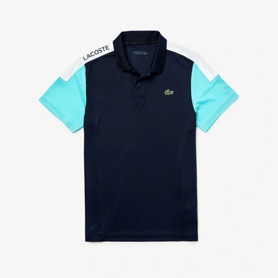 Lacoste Men's Sport Breathable Resistant Piqué Polo Shirt In Navy Blue,turquoise,white