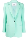 Msgm Straight Single-breasted Blazer In Blue