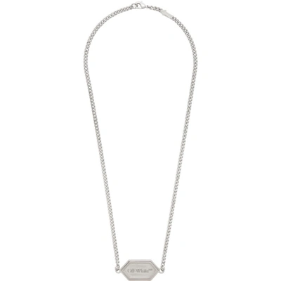 Off-white Silver Label Necklace In 9100 Silver