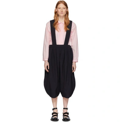 Comme Des Garcons Girl Strappy Wide-leg Wool Jumpsuit In Navy