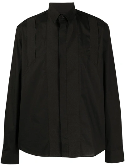 Les Hommes Panelled Relaxed Fit Shirt In Black