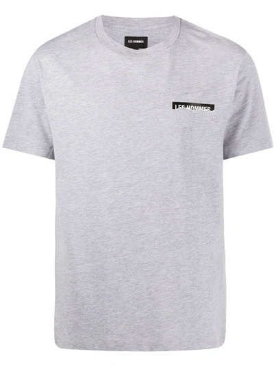 Les Hommes Ripped Logo Crew Neck T-shirt In Grey
