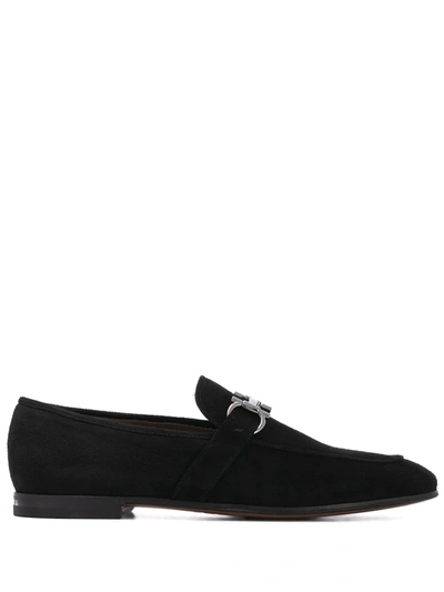 Ferragamo Gancini Suede Moccasins In Black