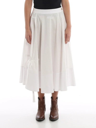 Loewe Gathered Cotton Canvas Flared Skirt In White