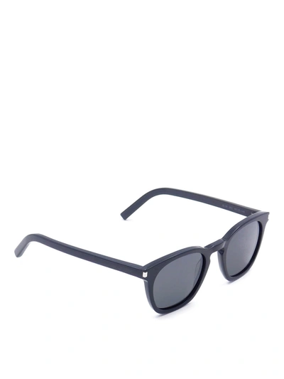 Saint Laurent Sl 28 Glossy Acetate Frame Sunglasses In Black
