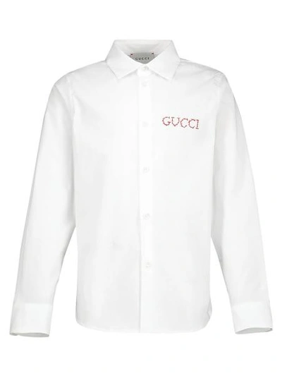 Gucci Kids Shirt With Embroidery In White/multicolor