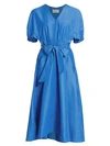 3.1 Phillip Lim Belted Cotton-blend Poplin Dress In Blue-med
