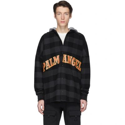Palm Angels Hooded College Logo Shirt In Multicolor