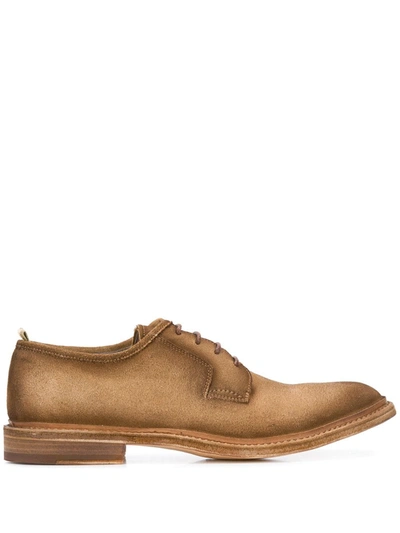 Officine Creative Fadded-effect Low-heel Derby Shoes In Brown