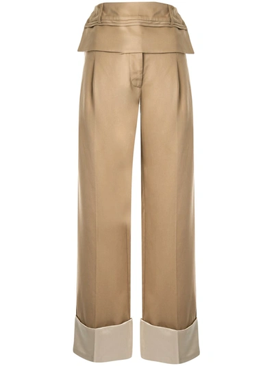 Christopher Esber Double Belted Cuffed Trouser In Brown