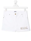 Moschino Teen Sequin-logo Shorts In White