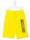Moschino Teen Logo-print Track Pant Shorts In Yellow