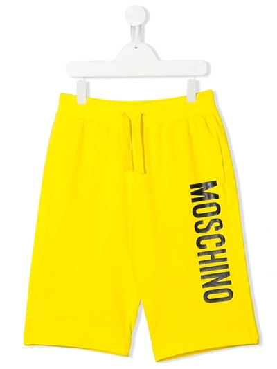 Moschino Teen Logo-print Track Trouser Shorts In Yellow