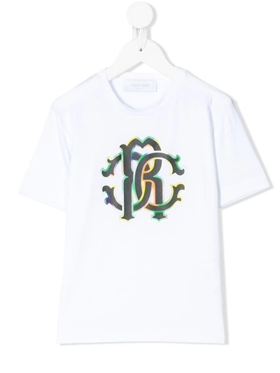 Roberto Cavalli Junior Kids' Monogram Printed Logo T-shirt In White