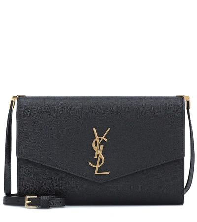 Saint Laurent Uptown Small Leather Clutch In Black