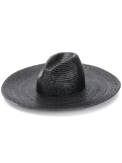 Saint Laurent Wide Brim Woven Hat In Black