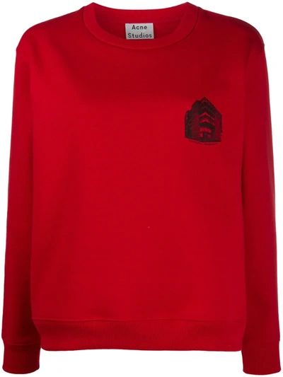 Acne Studios Headquarter-print Sweatshirt Ruby Red