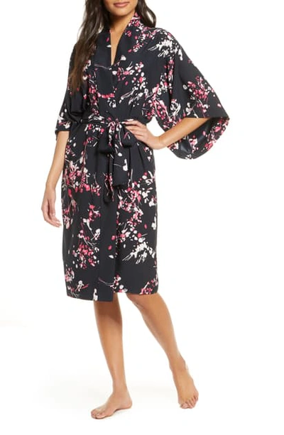 Natori Matsuri Floral-print Robe In Black