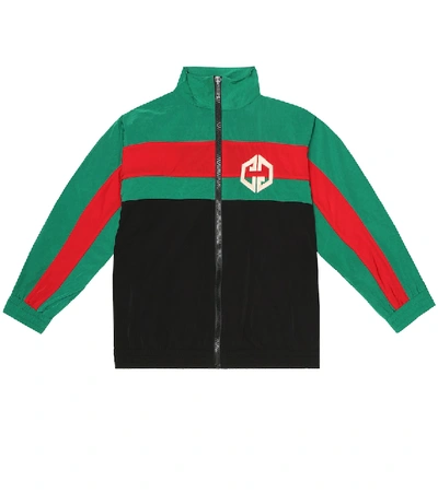 Gucci Kids' Boy's Colorblock Zip-front Embroidered Nylon Jacket, Size 4-12 In Black