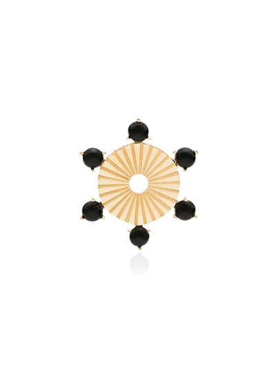 Foundrae 18k Yellow Gold Earth Element Onyx Charm In  Metallic
