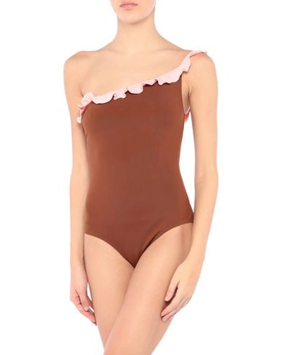 Laura Urbinati One-piece Swimsuits In Brown