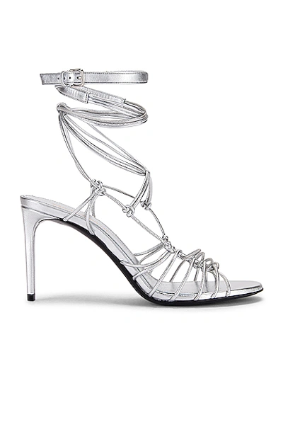 Saint Laurent Robin Zig Zag Heels In Silver