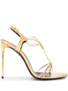 Saint Laurent Robin Lace Sandals In Gold