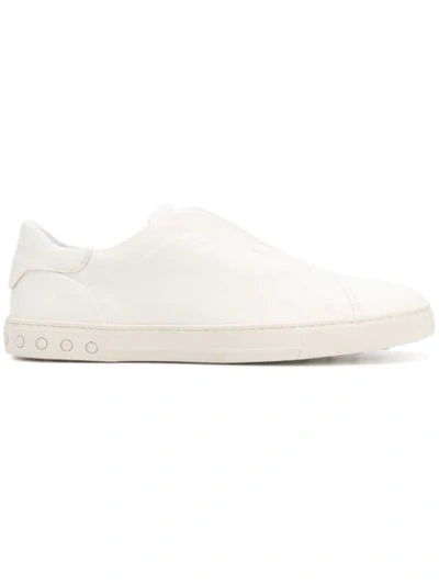 Tod's Logo-embossed Low-top Leather Trainers In White