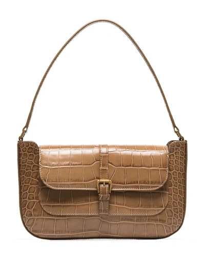 By Far Miranda Croc-embossed Leather Mini Shoulder Bag In Taupe