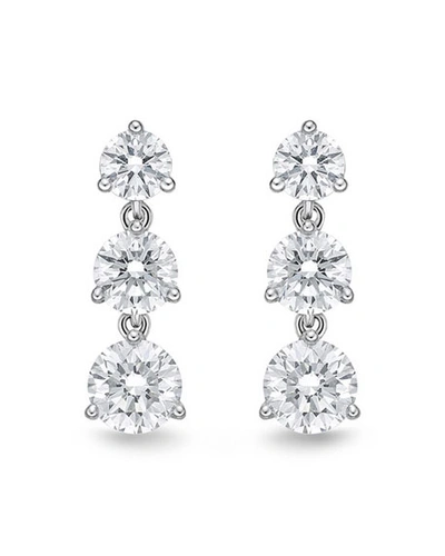 Memoire 18k White Gold 3-diamond Drop Earrings