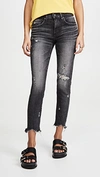 Moussy Vintage Glendele Distressed Cropped Skinny Jeans In Black