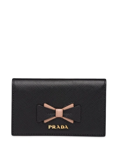 Prada Bow-detail Cardholder In Black