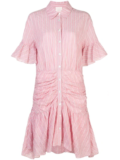 Cinq À Sept Rushed Striped Dress In Pink