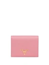 Prada Small Logo Plaque Wallet In Pink