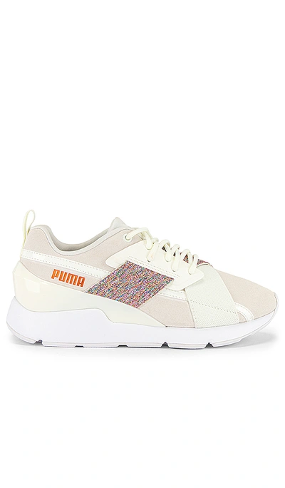 Puma Muse X-2 Shimmer Sneaker In Marshmallow  White