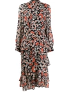 Saloni Isa Tiered Starfruit-print Silk Midi Dress