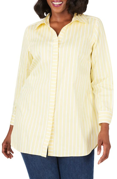 Foxcroft Vera Career Stripe Button-up Shirt In Sunbeam