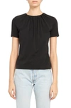 Theory Apex Gathered Neck Pima Cotton T-shirt In Black