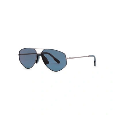 Kenzo Silver-tone Aviator-style Sunglasses In Blue