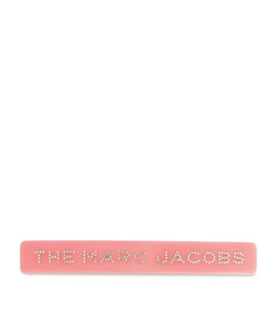 Marc Jacobs Crystal-embellished Black Hair Clip In Pink