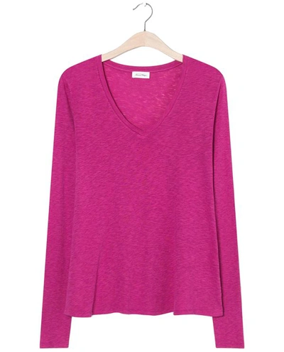 American Vintage Kobibay Raspberry Slubbed Jersey Top In Dark Pink |  ModeSens