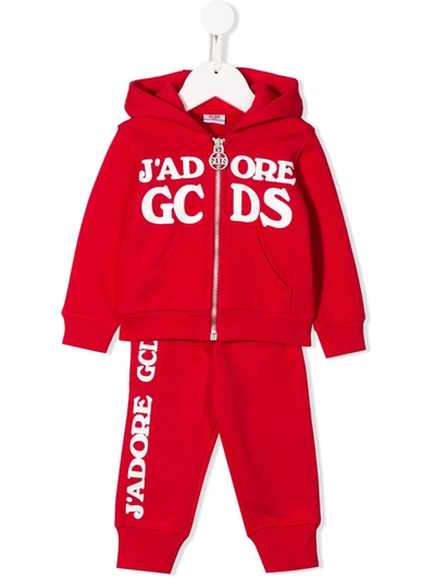 Gcds Babies' Slogan Track Suit In Rosso