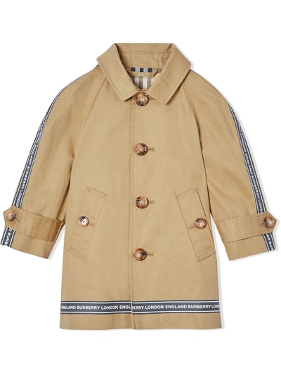 Burberry Babies' Kids Coat With Applications In Honey