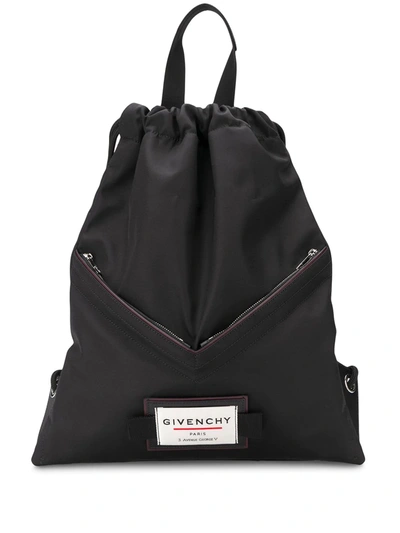 Givenchy Front Pocket Drawstring Backpack In Black