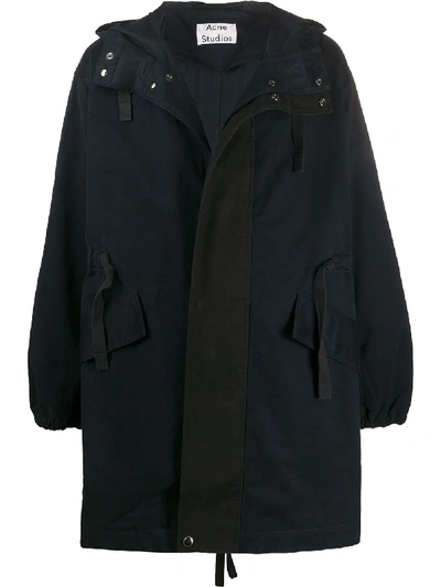 Acne Studios Tech-twill Fishtail Parka Navy/black In Blue