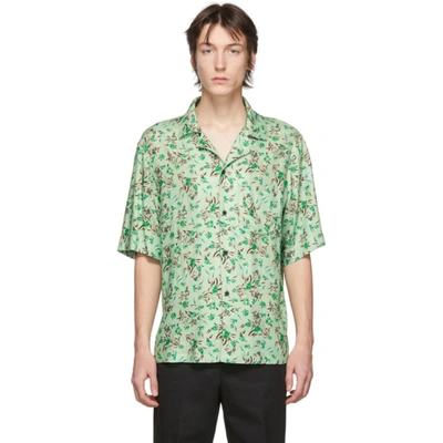 Acne Studios Simon Floral Short-sleeved Shirt In Pastel Gree