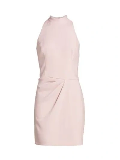 Halston Sleeveless Drape Front Sheath Dress In Barley Pink